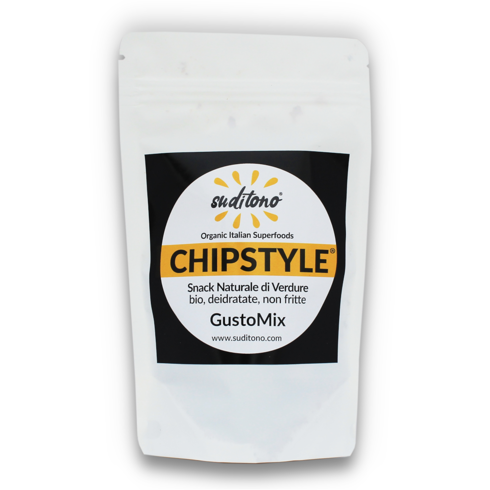 CHIPSTYLE GUSTOMIX. Snack naturale di verdure bio deidratate, non fritte e senza sale
