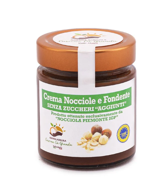Crema di nocciole e fondente senza zuccheri aggiunti