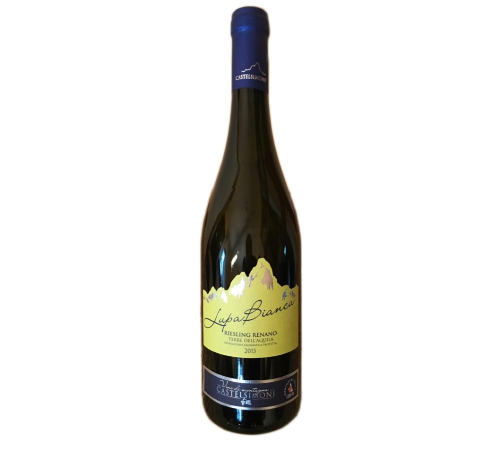 Lupa bianca 2020 Riesling renano IGP Terre dell'Aquila Affinato in bottiglia da 0,75 lt per almeno 36 mesi