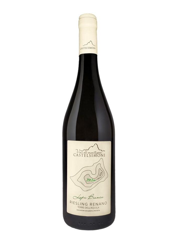 Lupa bianca 2019 Riesling renano IGP Terre dell'Aquila Affinato in bottiglia da 0,75 lt per almeno 50 mesi