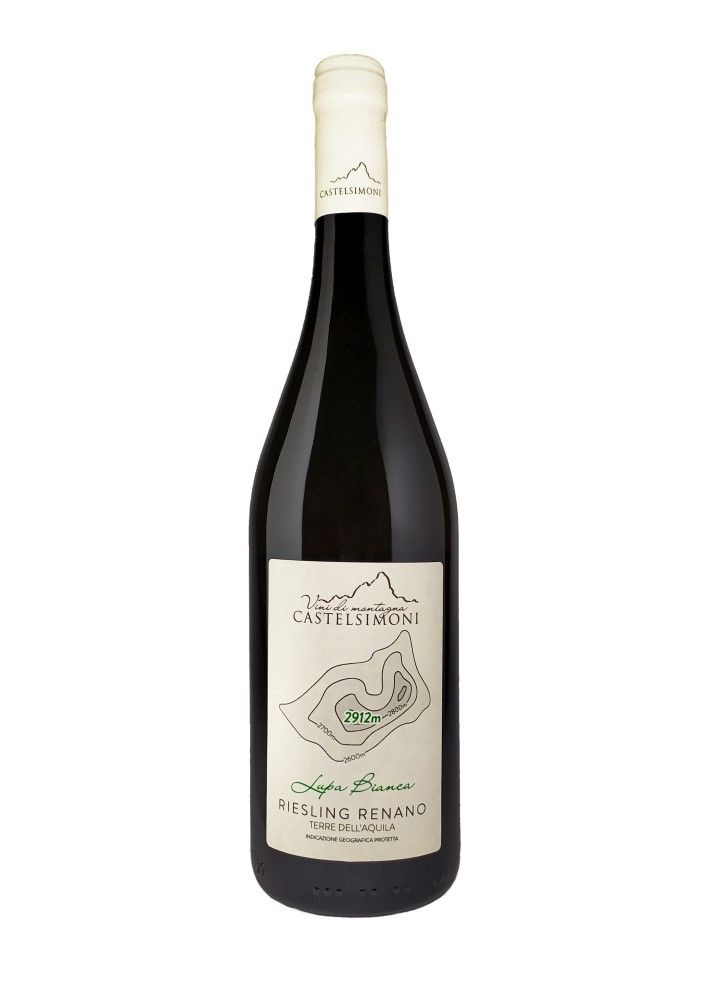 Lupa bianca 2022 Riesling Renano IGP terre dell'Aquila, affinato in bottiglia da 0,75 lt per 26 mesi