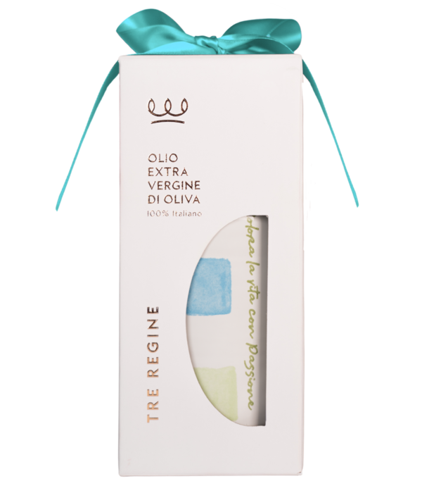 Orcio da 500ml – “Passione” olio Monocultivar ogliarola con scatola e fiocco