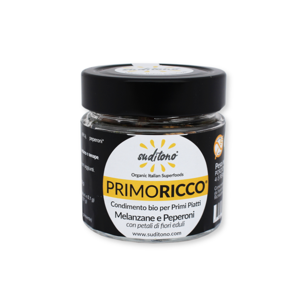 PRIMORICCO MELANZANE e PEPERONI. Condimento bio per primi piatti