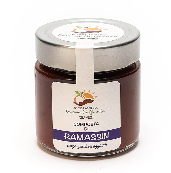 Composta di susine Ramassin 100% frutta del Piemonte. Senza zuccheri aggiunti.