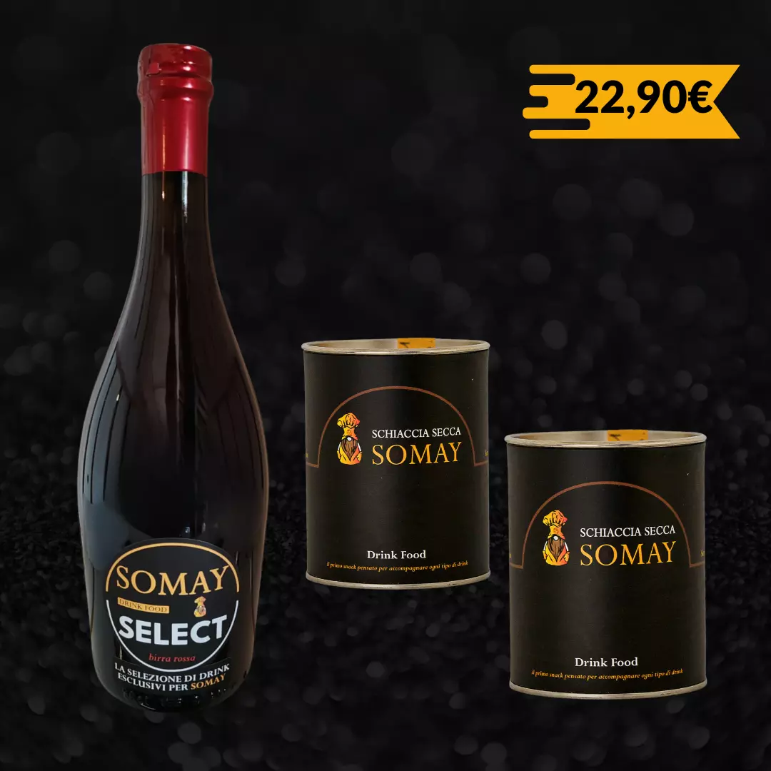 La Rossa - 2  tubi da 10 schiaccine 1 Birra Rossa Somay Select da 0,75