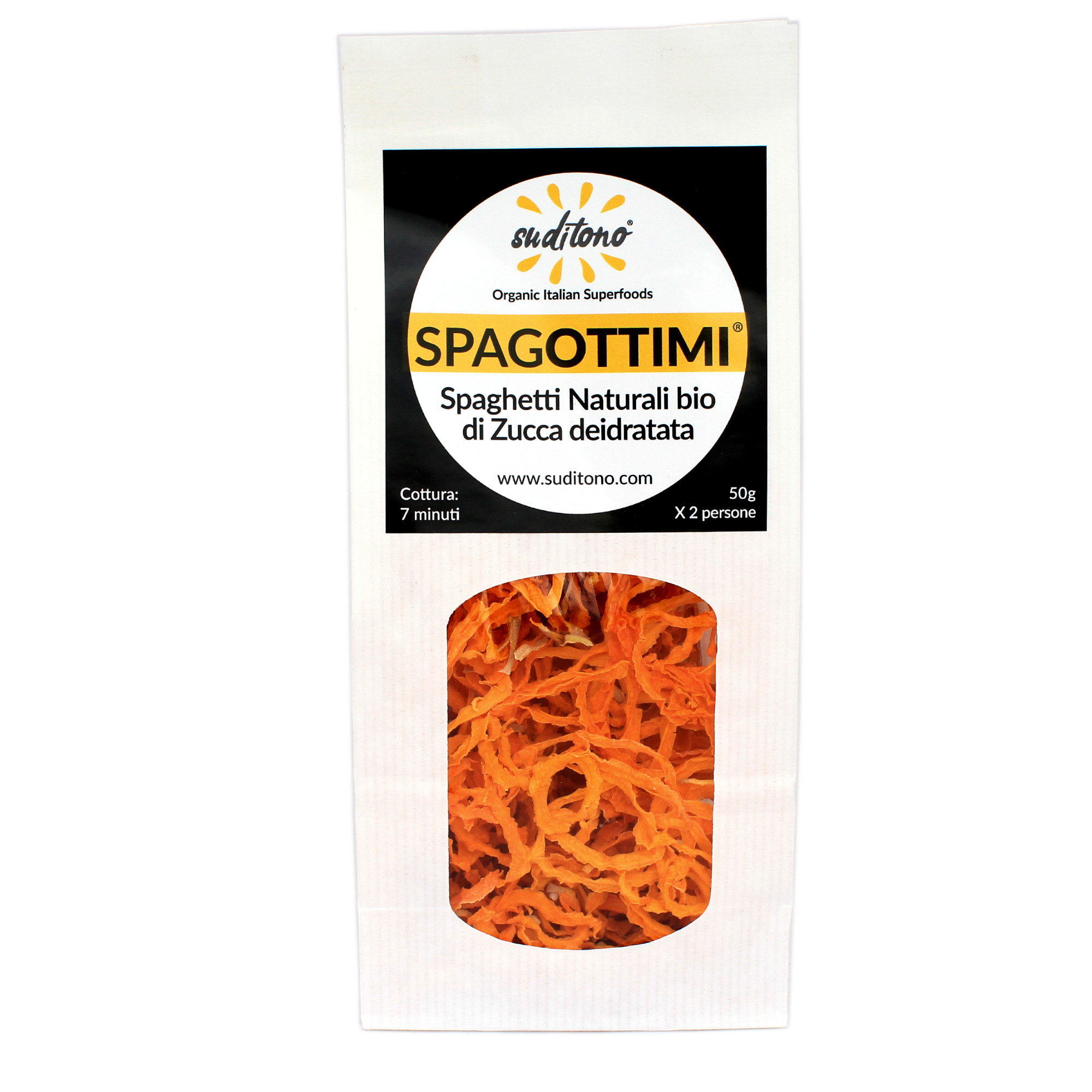 SPAGOTTIMI di ZUCCA. Spaghetti naturali bio di verdure deidratate