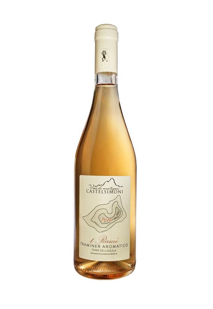 T-Ramè 2019 Traminer aromatico IGP Terre dell'Aquila Macerato 120 ore sulle bucce e affinato in bottiglia da 0,75 lt per al