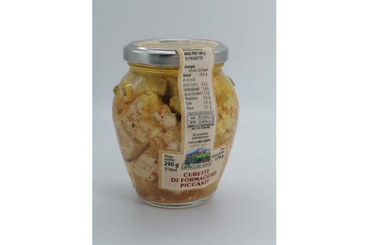 Cubetti di formaggio piccanti